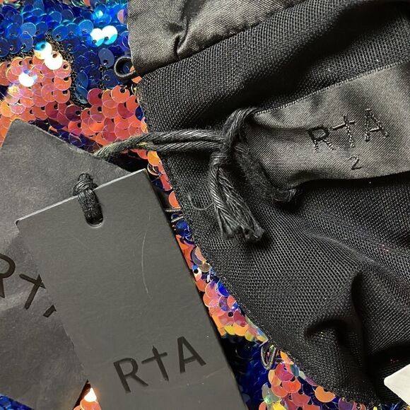 RTA Barbie Holographic Metallic Bronze Tangerine Yellow Mini New Years Dress NEW - Picture 14 of 16